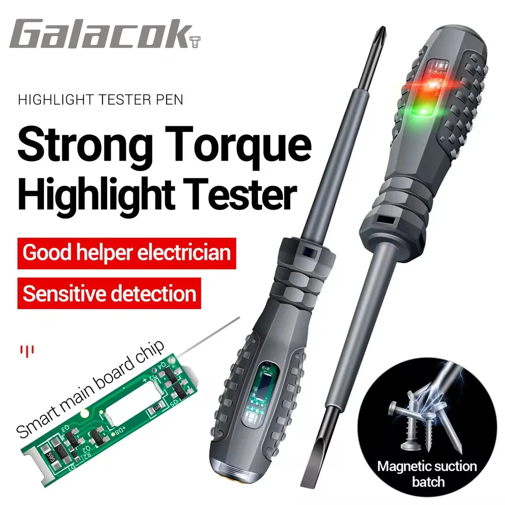 Multifunctional Electrician Test Screwdriver AC Non-Contact Induction Test Pen Voltage Tester 70-600V Red Green Induction Lights